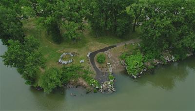 Restoration of the Ohio Street Boat Launch upland habitat site on the Buffalo River just after construction.