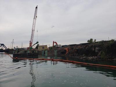 dredging equipment on a barge