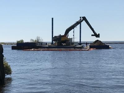 Dredging from a barge
