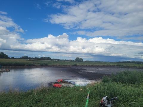 The manure lagoon at Pfeifer Dairy Farms.