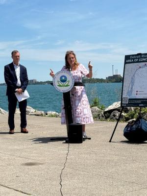 U.S. Environmental Protection Agency Region 5 Administrator Anne Vogel speaks at the celebration event on June 8, 2026.