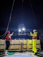 Scientists deploy a dropdown camera from the R/V Lake Guardian to collect video images of invasive Dreissena mussels on the 2021 Lake Michigan benthic survey.