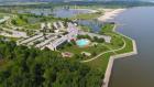 Aerial image of Maumee Bay State Park inland beach.